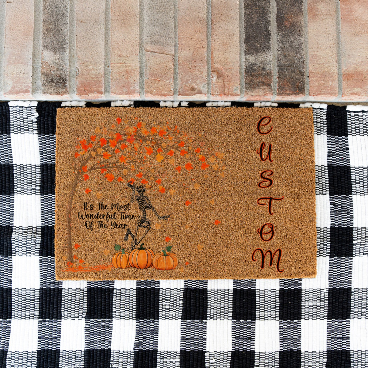 Wonderful Time Skeleton Name Doormat