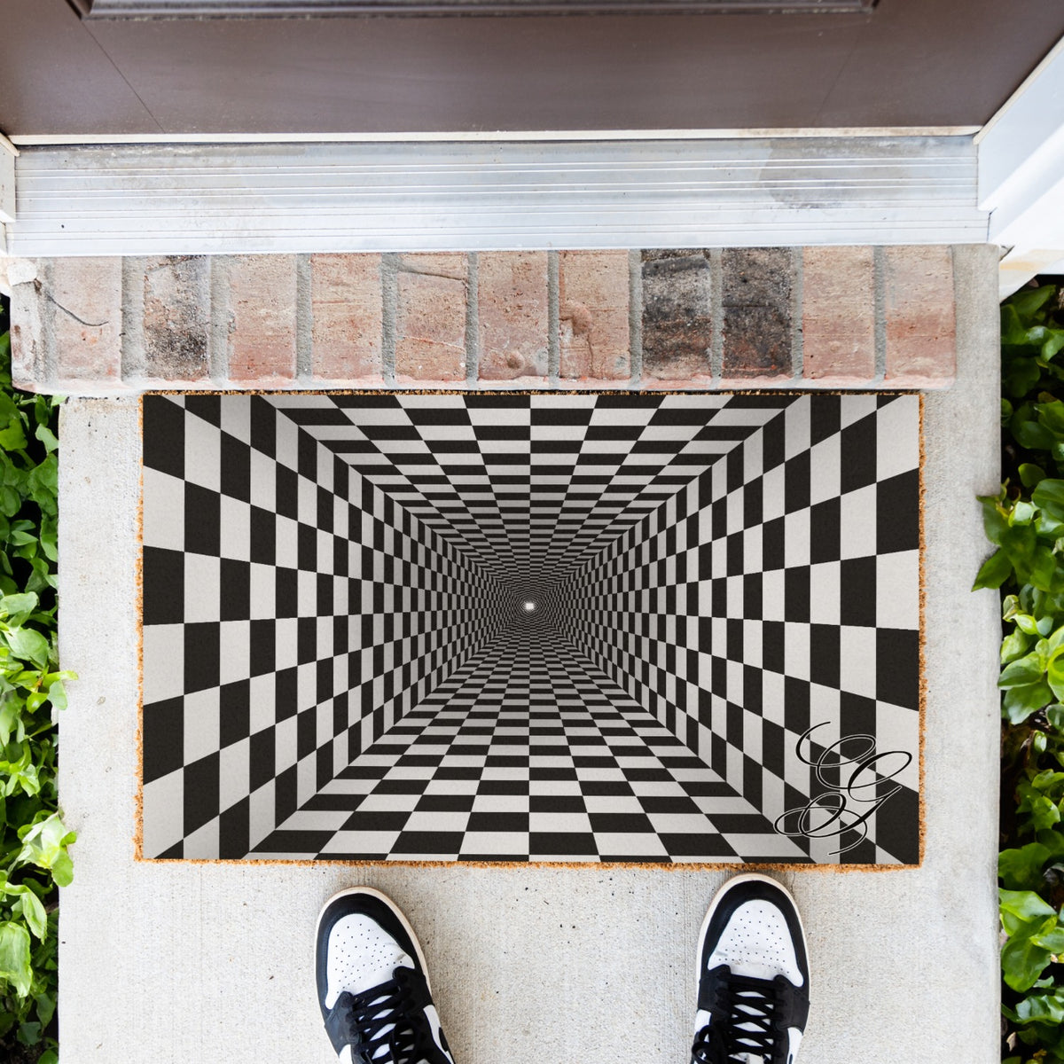 Optical Hole Initial Doormat - UV Printed