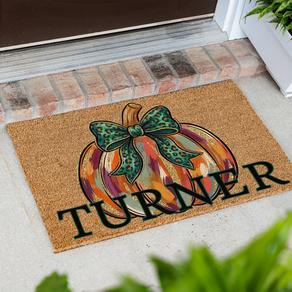 "Glitter" Pumpkin Name UV Printed Doormat