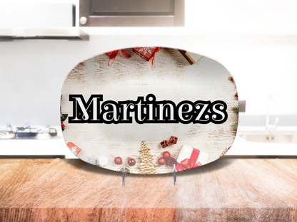 Christmas Wood Look Name Platter