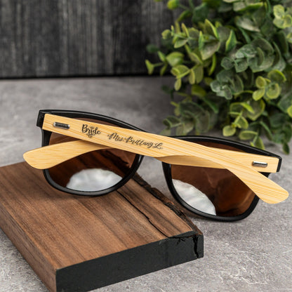 Wedding Party Bamboo Frame Sunglasses - Laser Engraved
