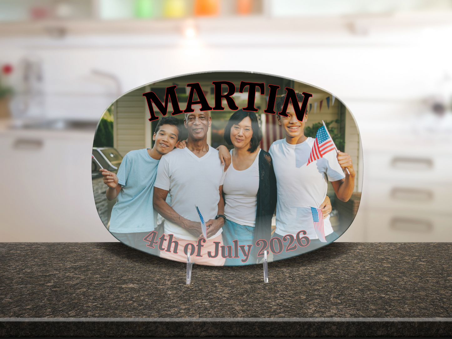 4th of July Photo Name Year Platter