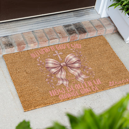 Pink Beautiful Change Name UV Printed Doormat