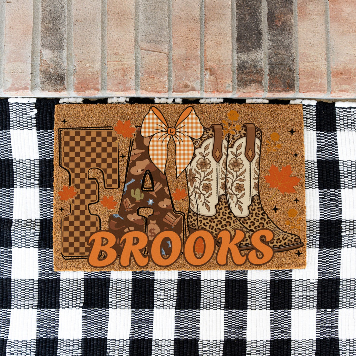 Fall Boots Name UV Printed Doormat