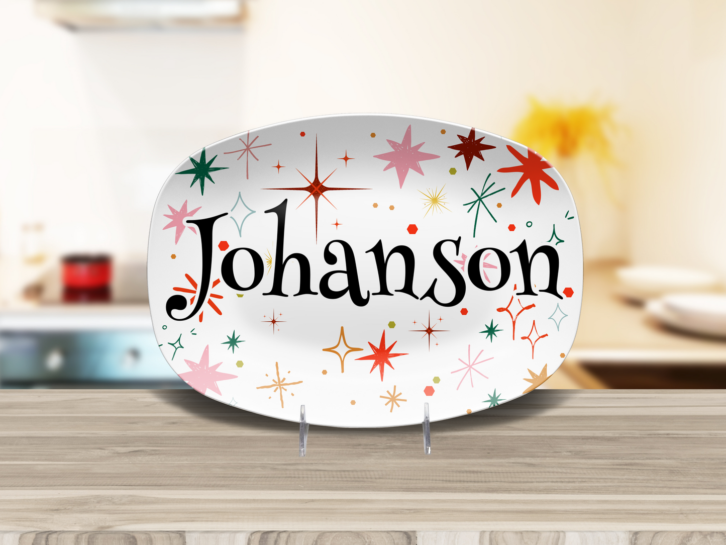 Colorful Star Sparkles Name Platter
