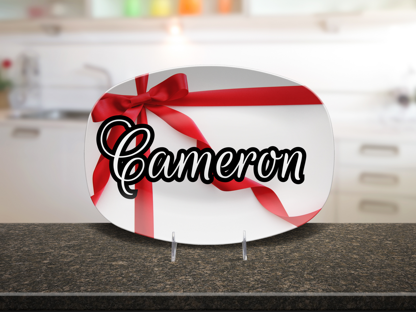 Red Bow Gift Name Platter