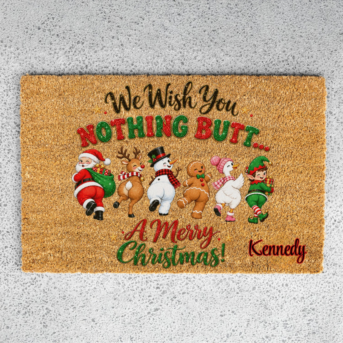 Nothing Butt Christmas Name Doormat