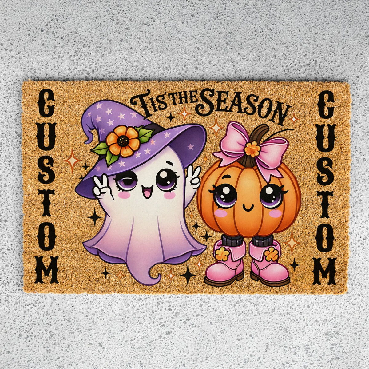 Tis The Season Ghost Pumpkin Names Doormat