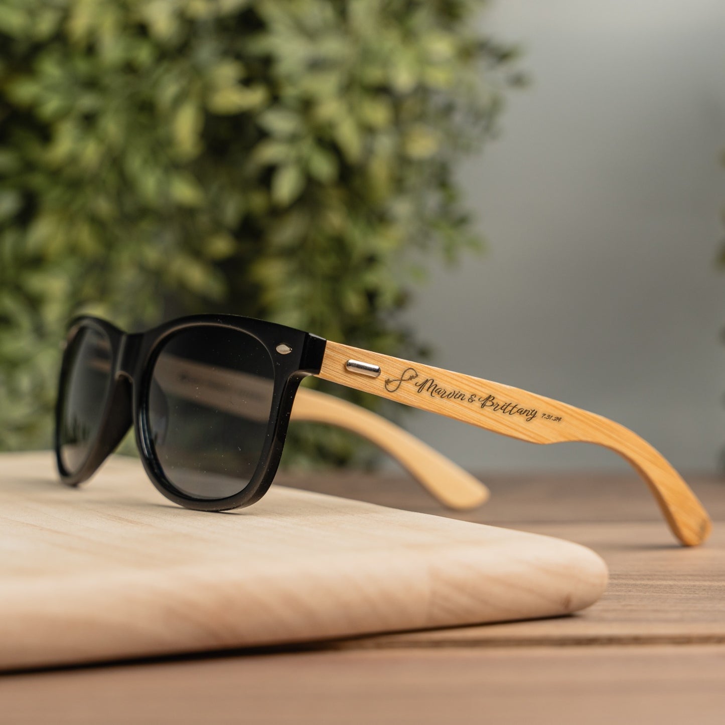 Wedding Party Bamboo Frame Sunglasses - Laser Engraved