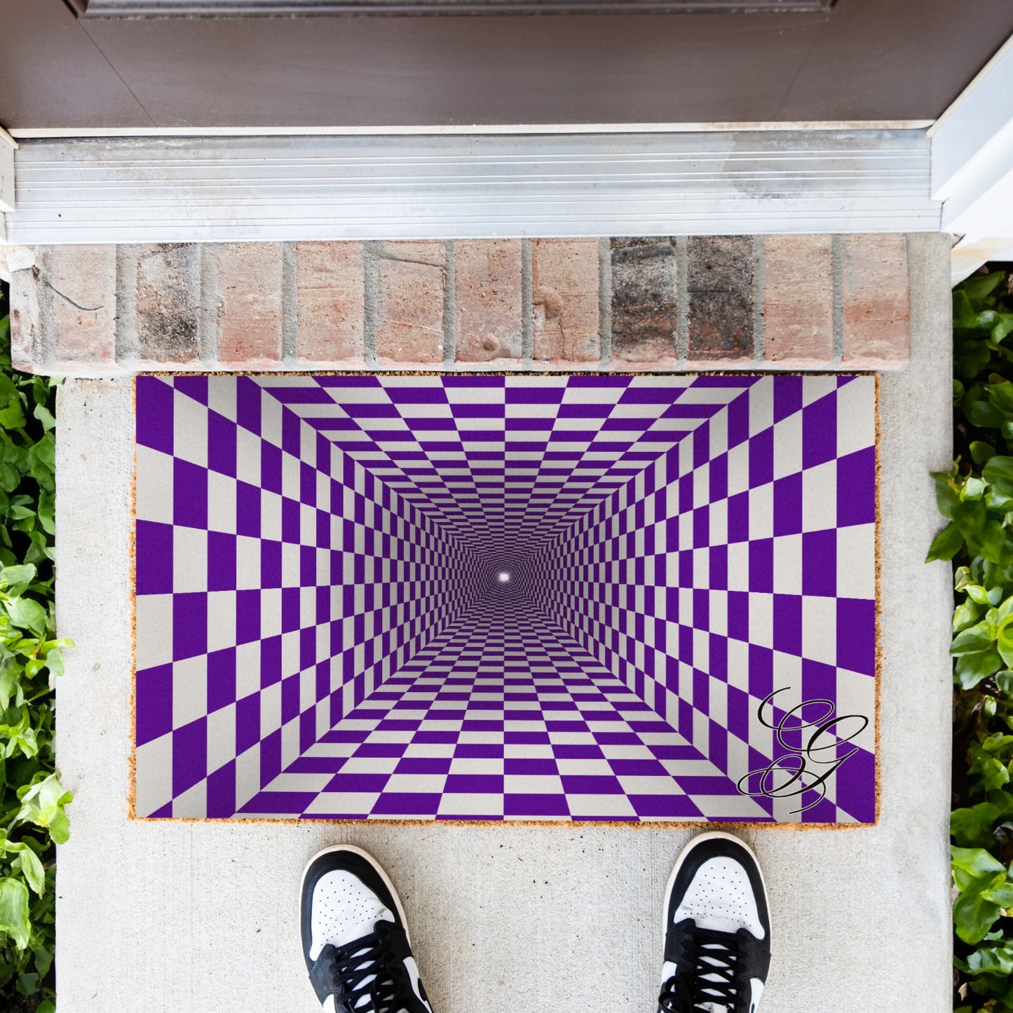 Optical Hole Initial Doormat - UV Printed
