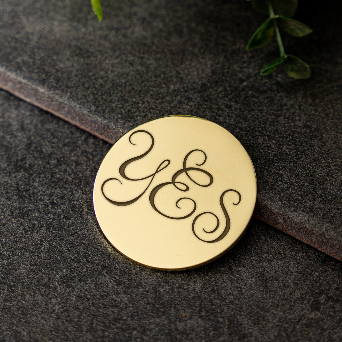 Custom Single Line Gold Plated Decision Coin - Laser Engraved