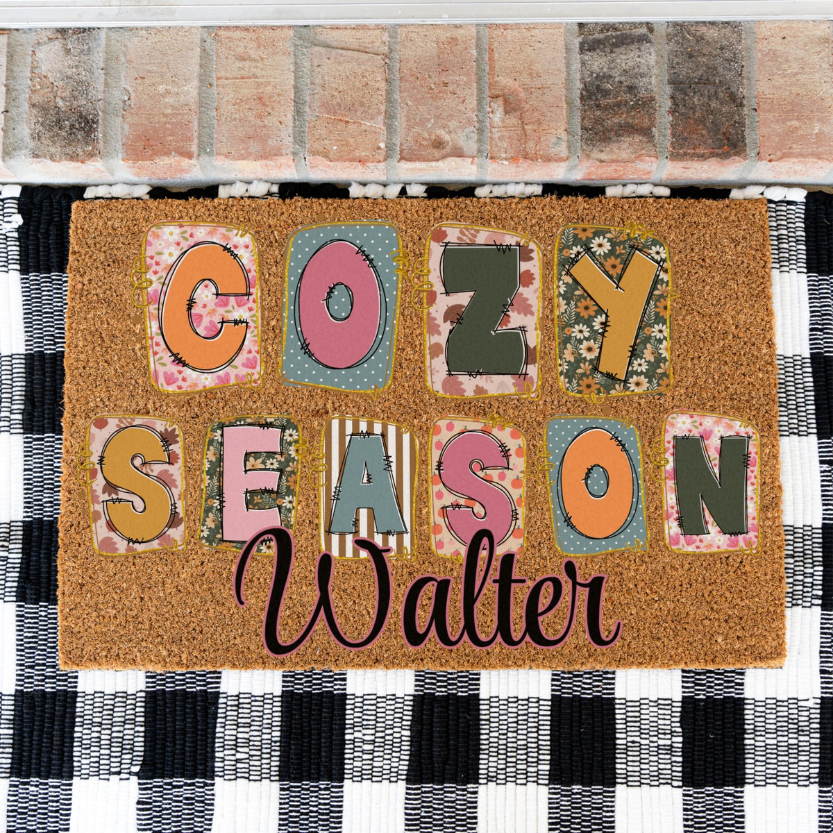 Cozy Season Scrap Name Doormat