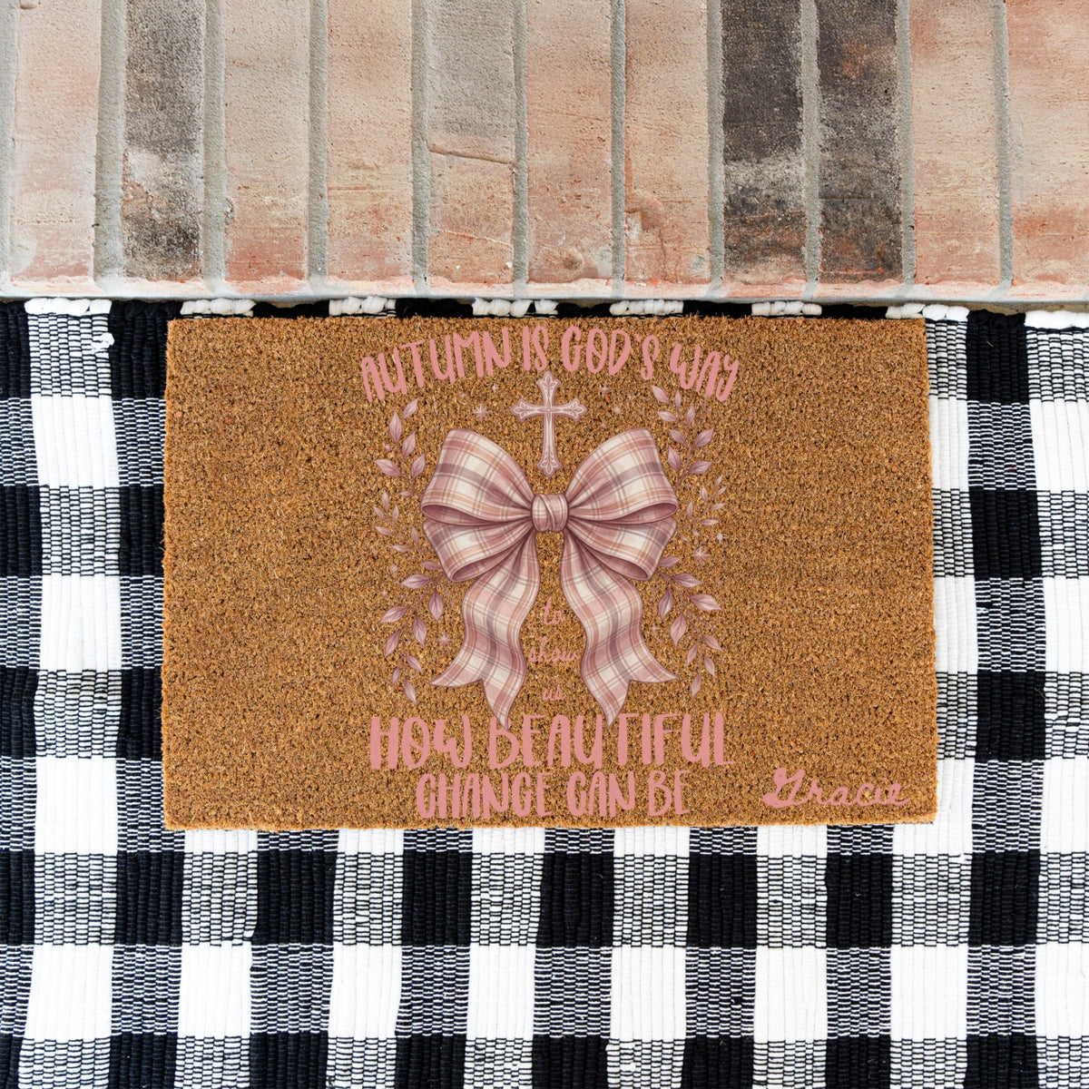 Pink Beautiful Change Name UV Printed Doormat