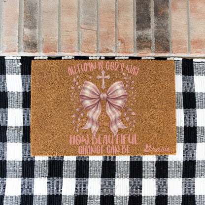 Pink Beautiful Change Name UV Printed Doormat