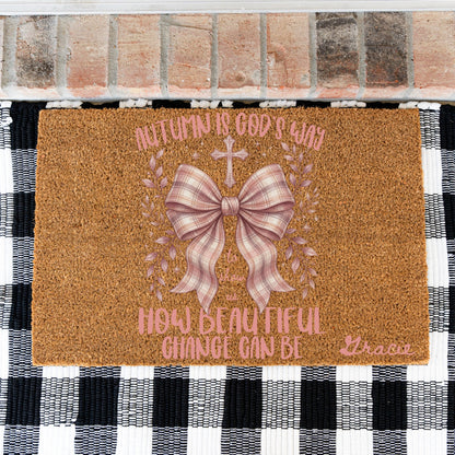 Pink Beautiful Change Name UV Printed Doormat