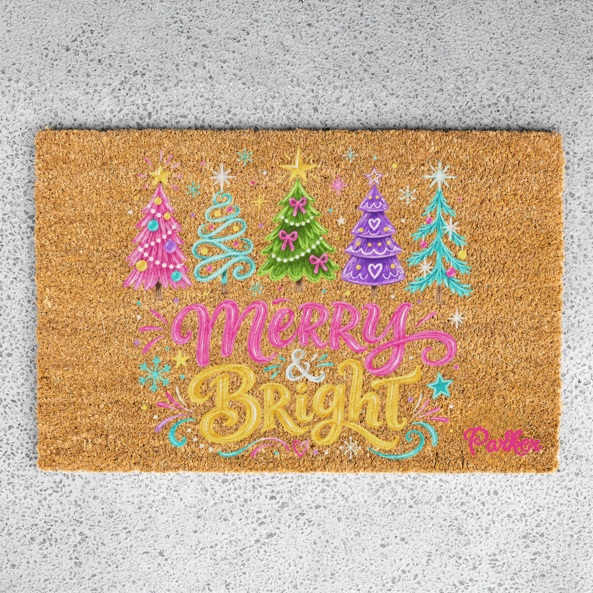 Merry & Bright Trees Name Doormats
