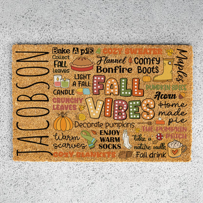 Fall Words Collage Name Doormat