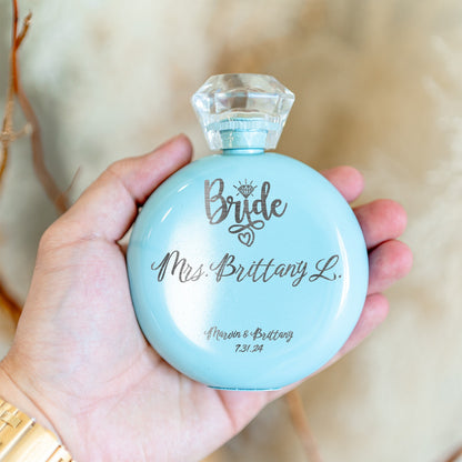 Bridal Party Round Glam Flask - Laser Etched