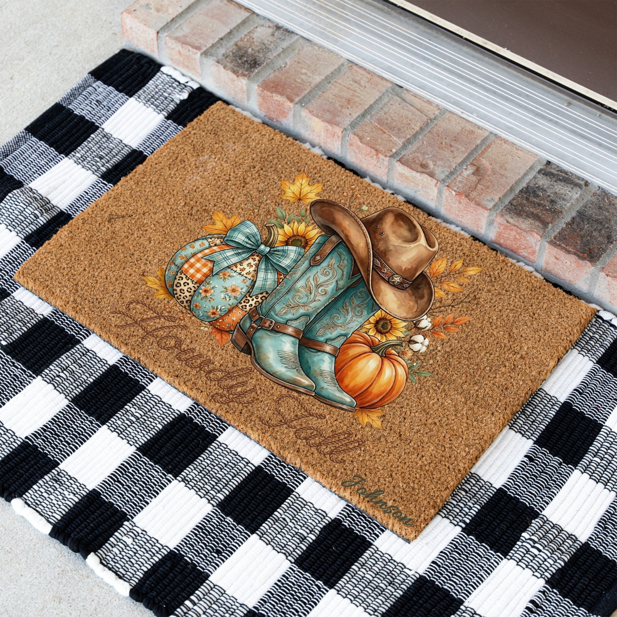 Howdy Fall Name UV Printed Doormat