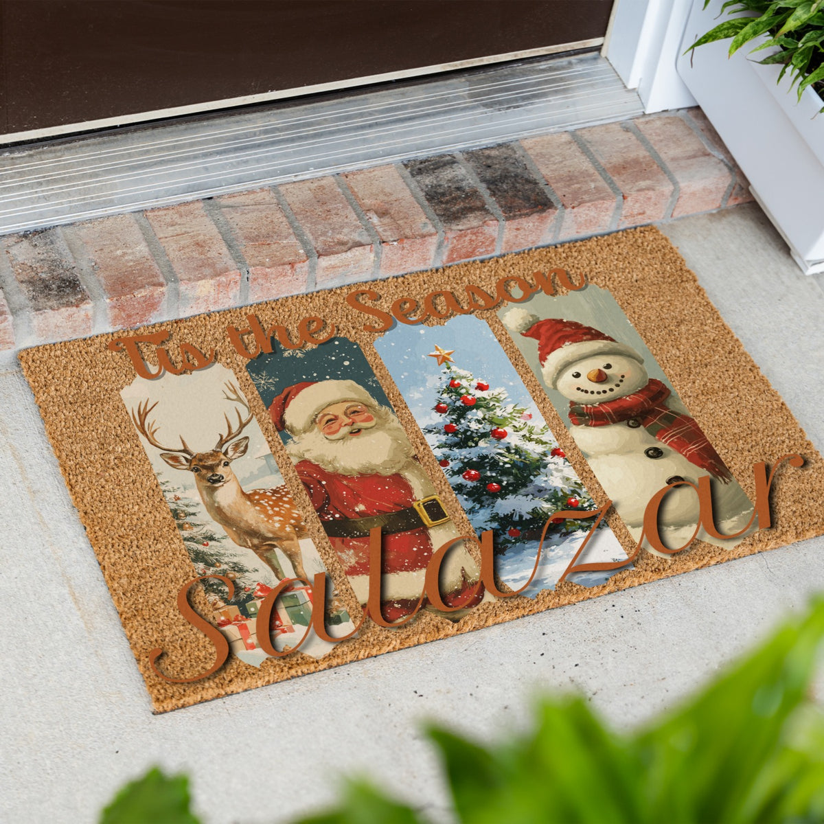Tis the Season Vintage Name Doormat