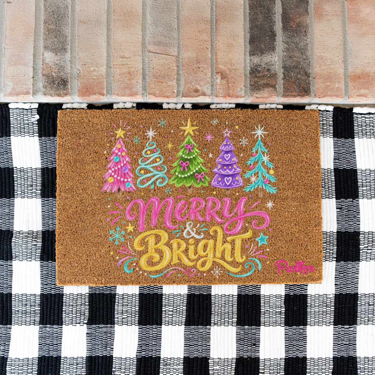 Merry & Bright Trees Name Doormats