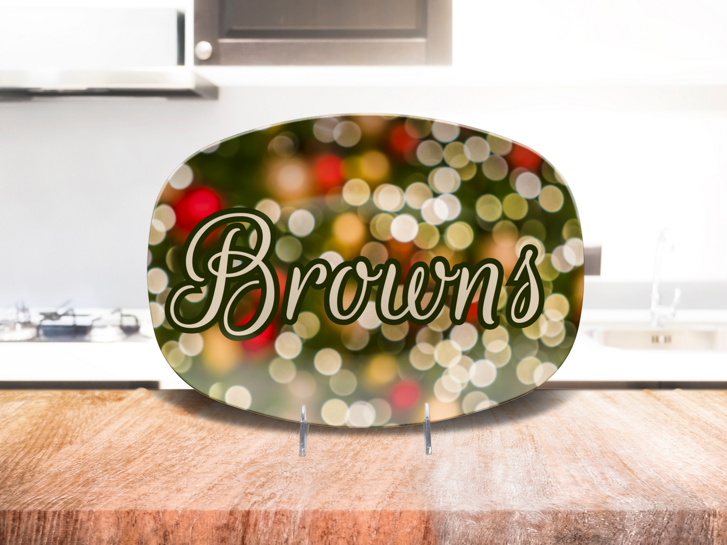 Red Blurred Lights Name Platter