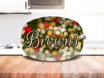 Red Blurred Lights Name Platter