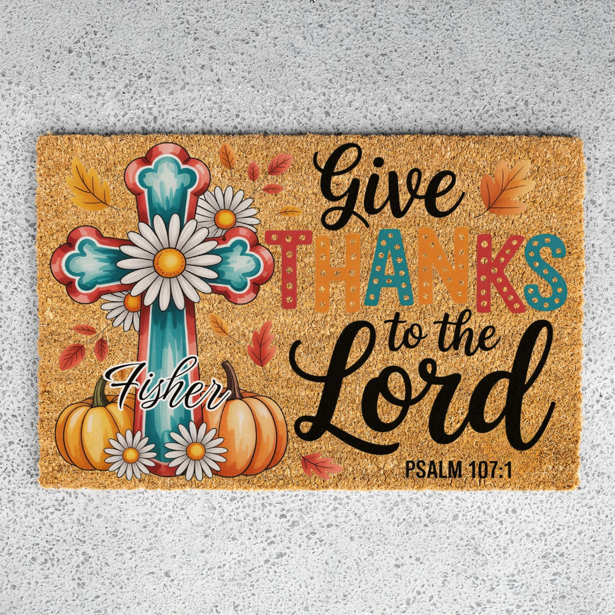 Thanks To The Lord Name Doormat