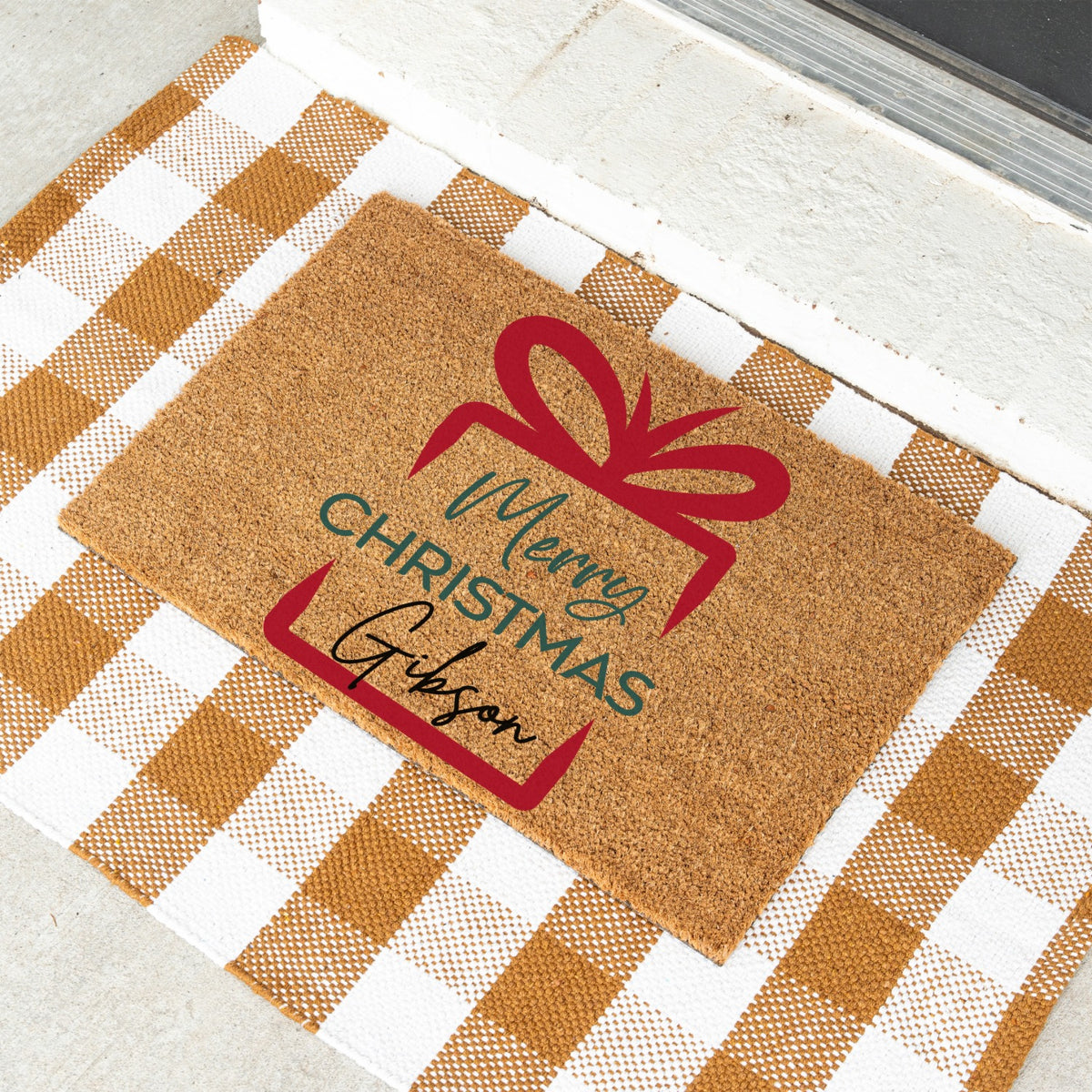 Merry Christmas Gift Name Doormat