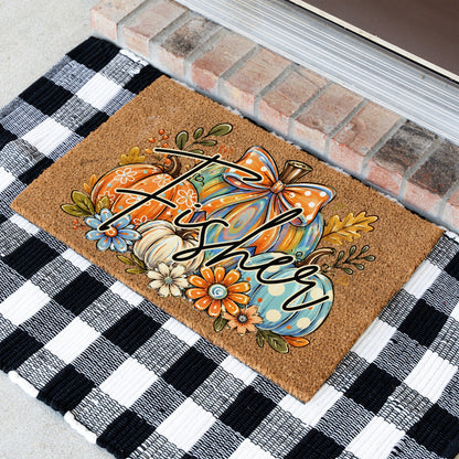 Colorful Pumpkins Name UV Printed Doormat