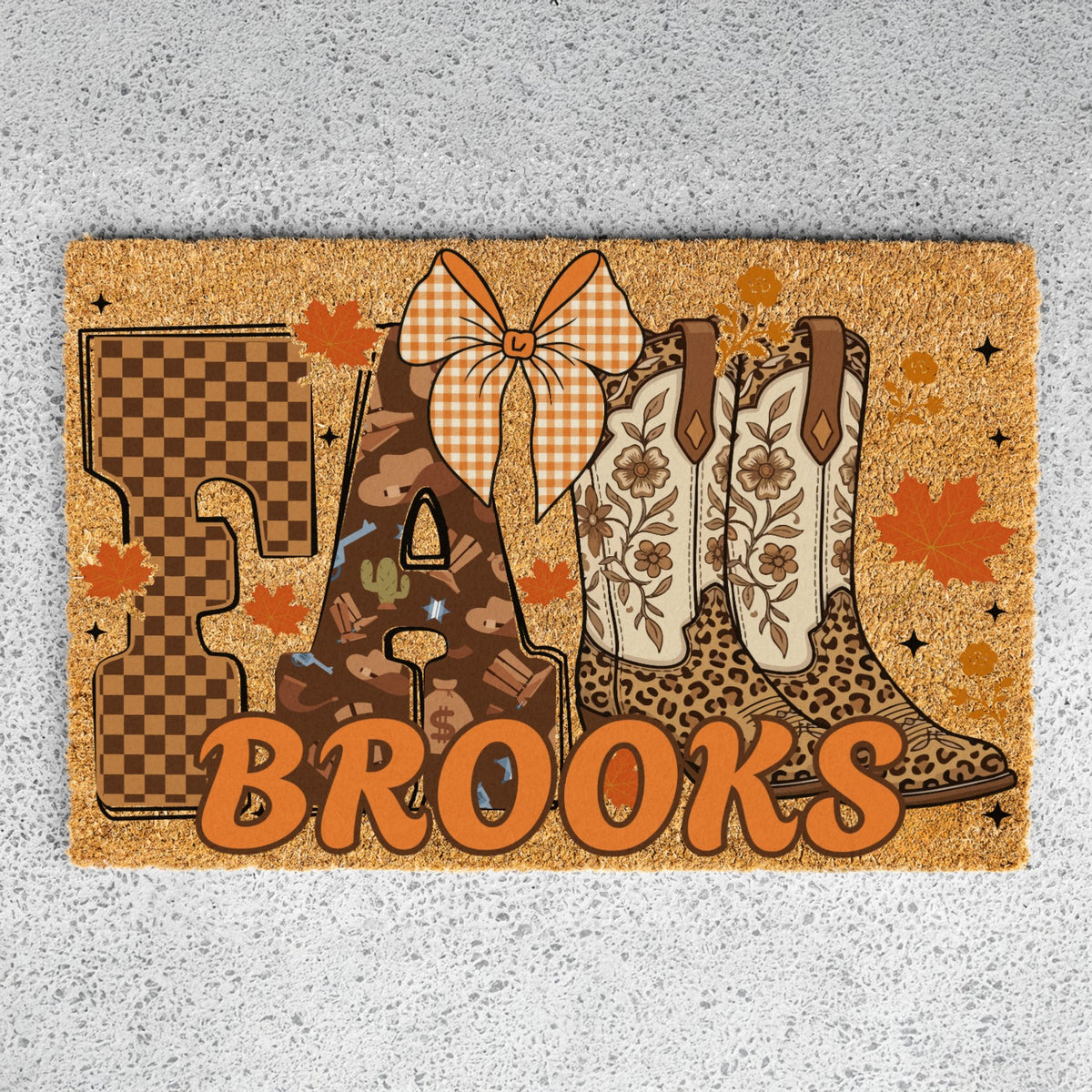 Fall Boots Name UV Printed Doormat