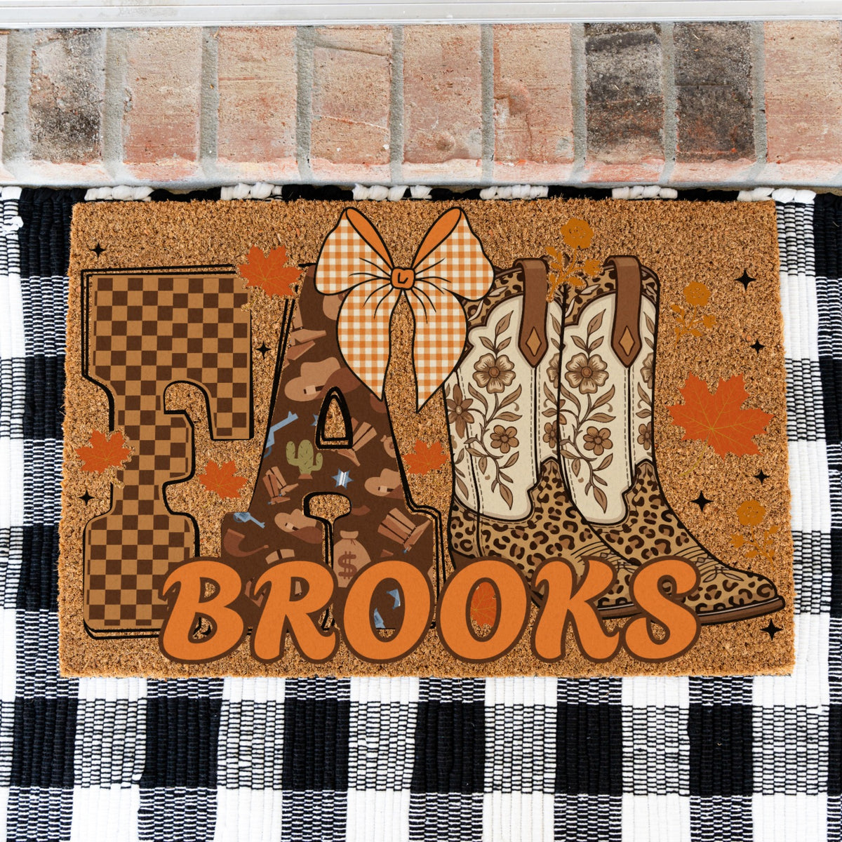 Fall Boots Name UV Printed Doormat