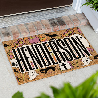 Halloween Boo Collage Name Doormat