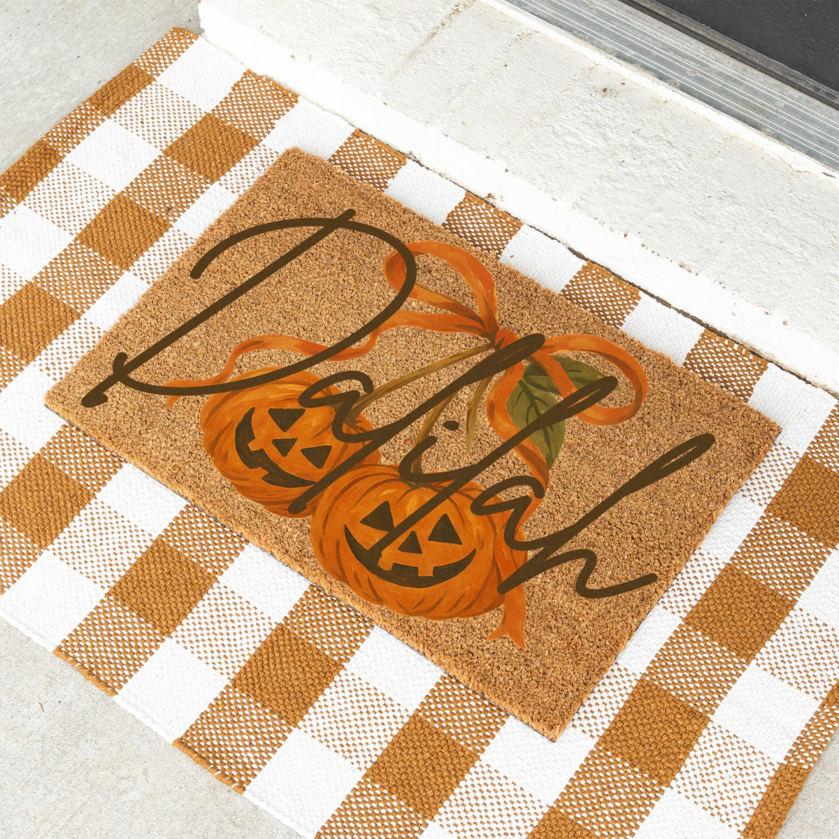 Pumpkin Cherries Name Doormat