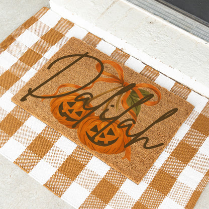 Pumpkin Cherries Name Doormat