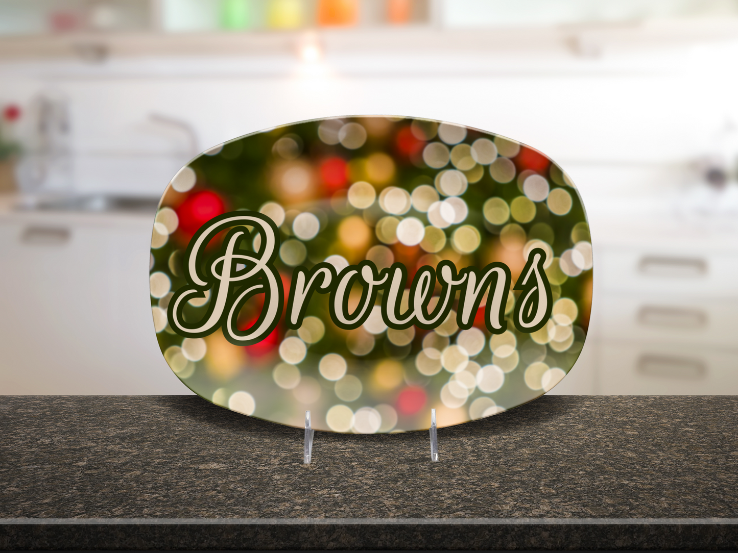Red Blurred Lights Name Platter