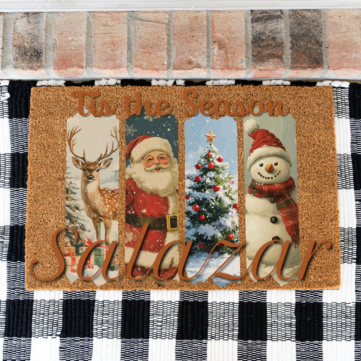 Tis the Season Vintage Name Doormat