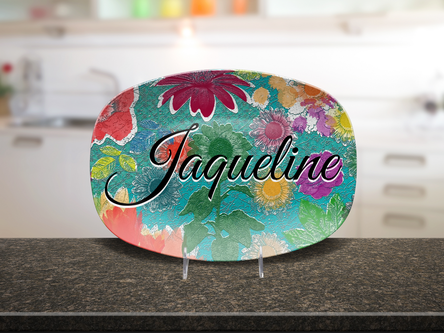 Bright Floral Name Platter