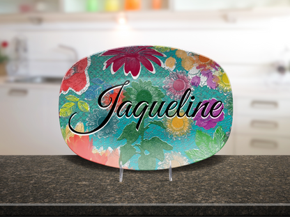 Bright Floral Name Platter