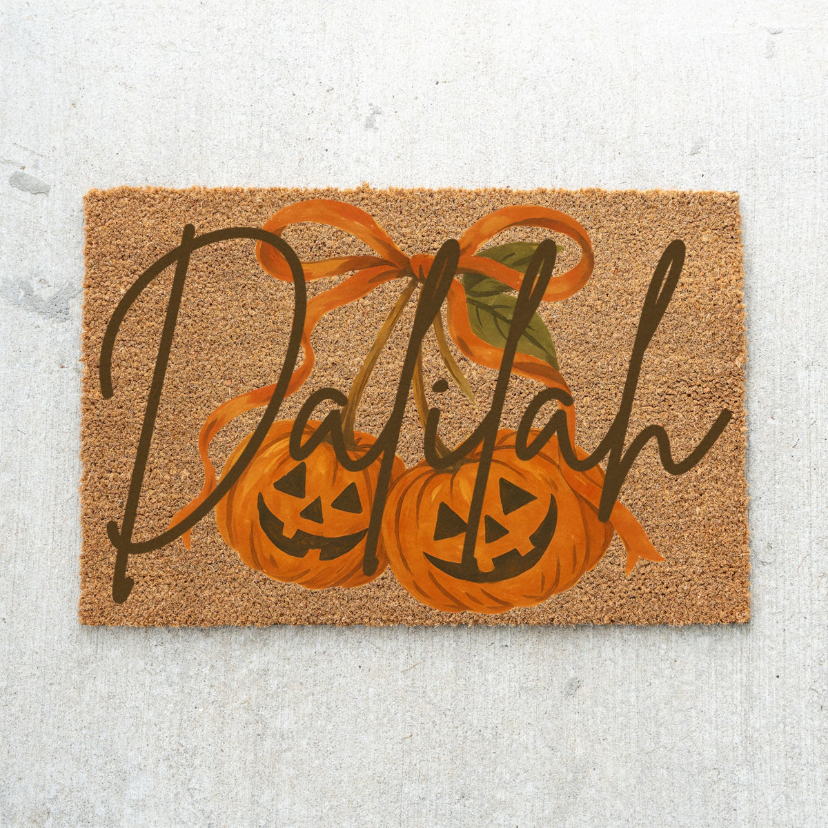Pumpkin Cherries Name Doormat