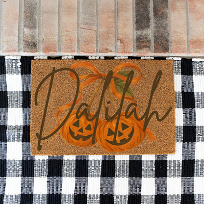 Pumpkin Cherries Name Doormat