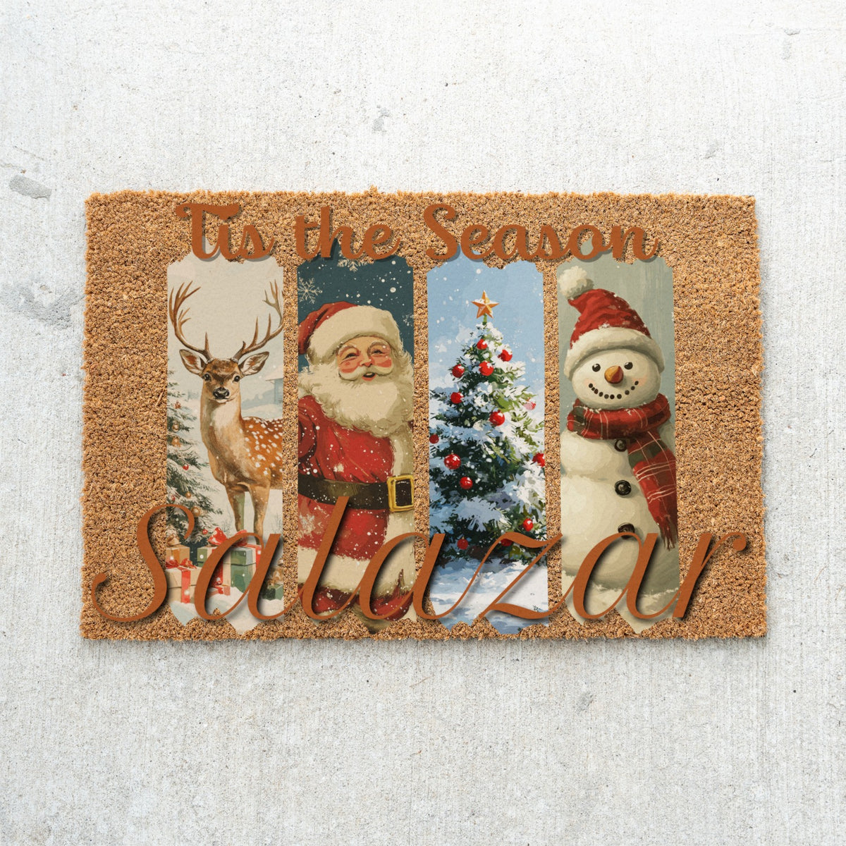 Tis the Season Vintage Name Doormat