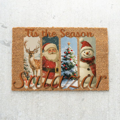 Tis the Season Vintage Name Doormat
