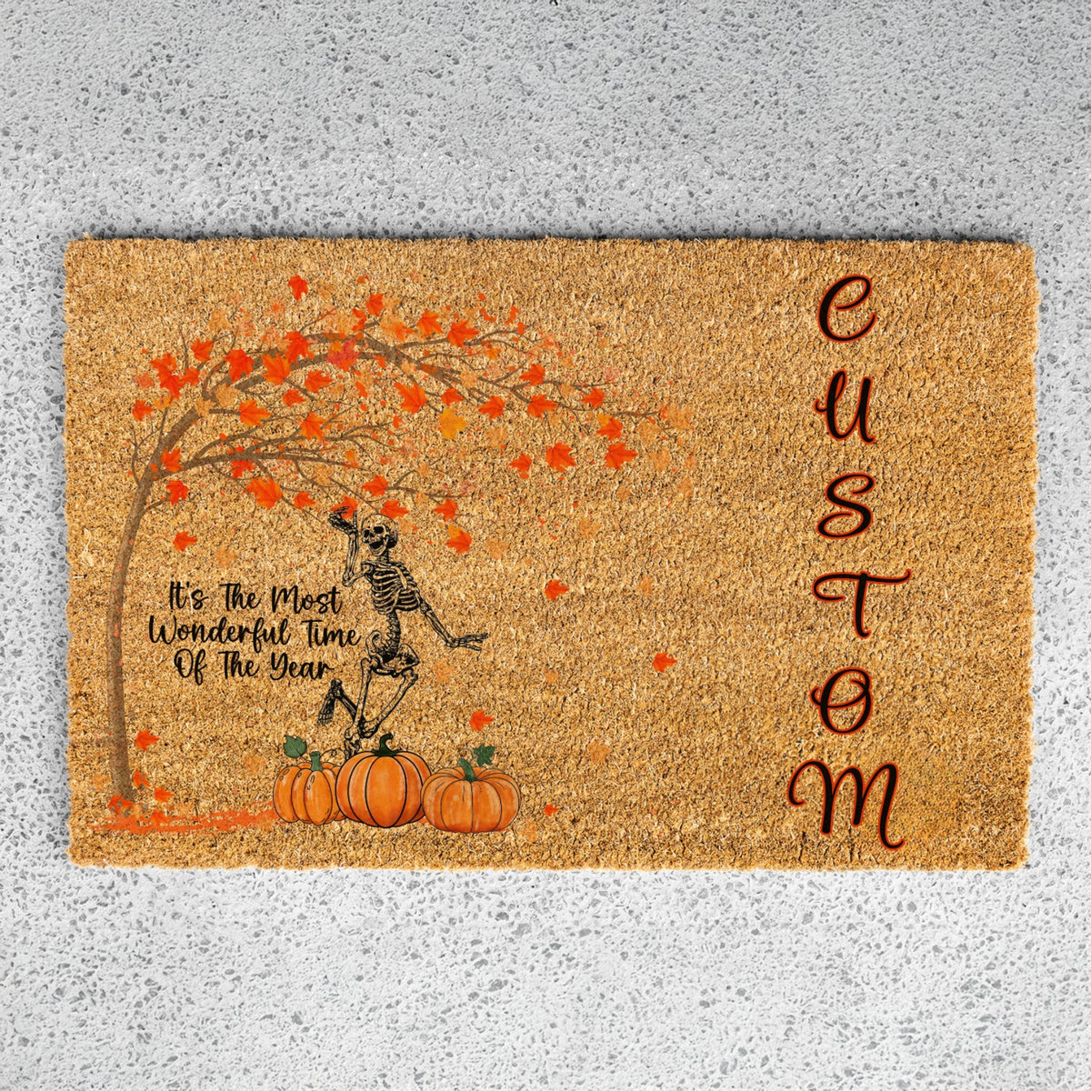 Wonderful Time Skeleton Name Doormat