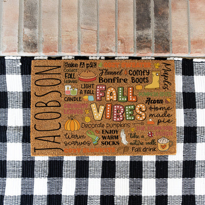 Fall Words Collage Name Doormat