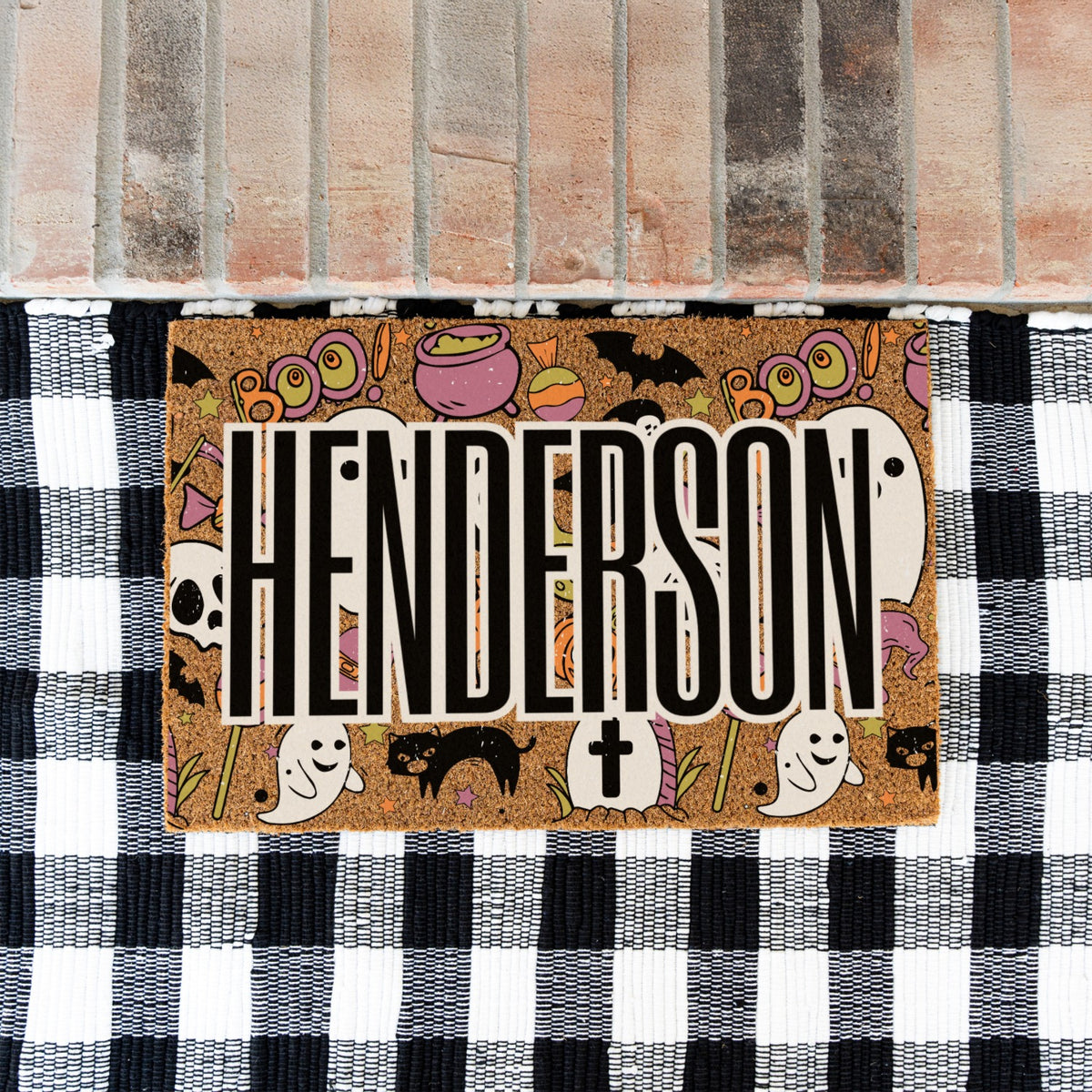 Halloween Boo Collage Name Doormat