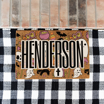 Halloween Boo Collage Name Doormat