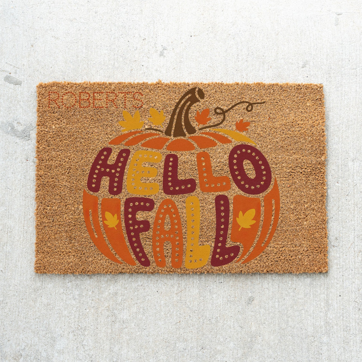 Hello Fall Pumpkin Name Doormat