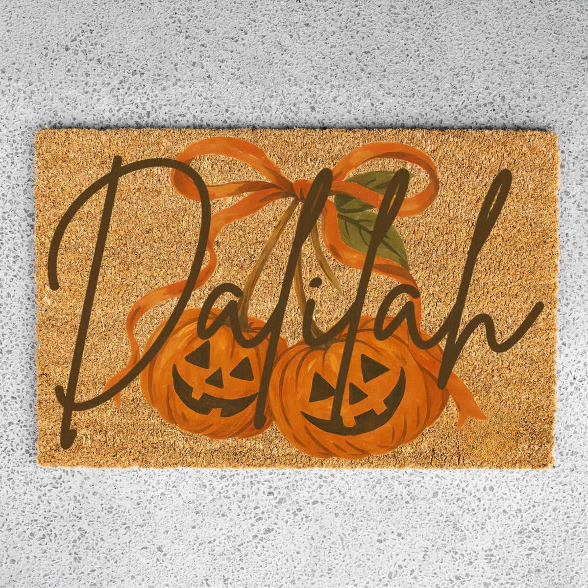 Pumpkin Cherries Name Doormat