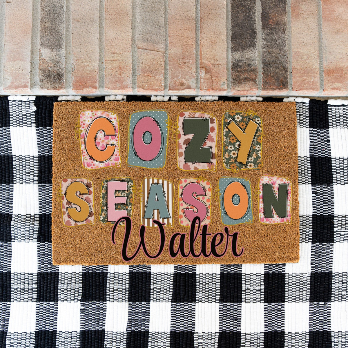 Cozy Season Scrap Name Doormat